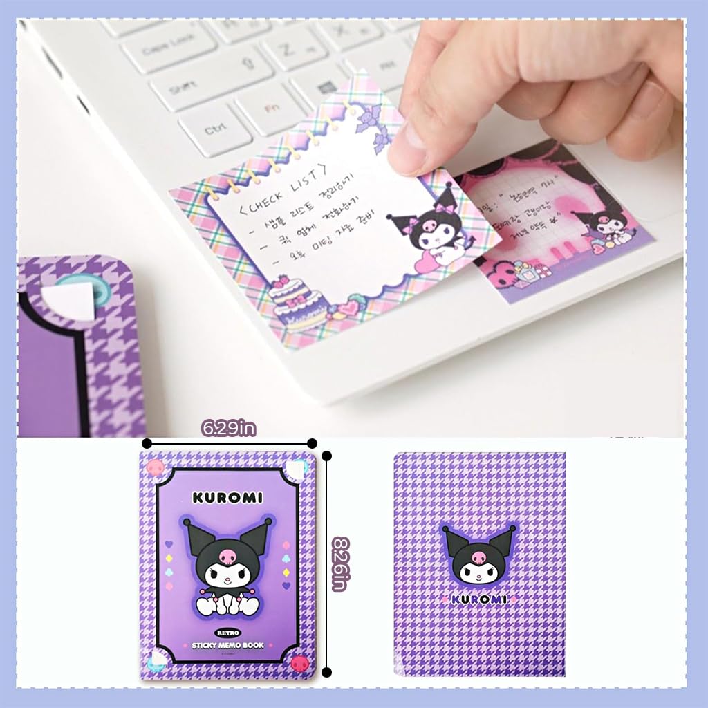 HASTHIP® 330Pcs Kuromi Kawaii Sticky Notes - 11 Styles Melody & Kuromi Themed Sticky Notes, Comfortable Bookmark Design for Scrapbooking, School, Girls Office Supplies Small Gift