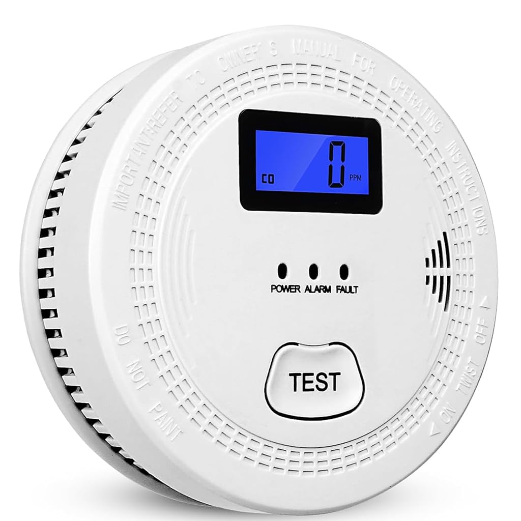 HASTHIP® 2-in-1 CO & Smoke Alarm, Carbon Monoxide Detector Smoke Detector with 85db Sound & Light Warning, Smoke Carbon Monoxide Alarm with LCD Screen, Battery Operated (Battery Not Included)