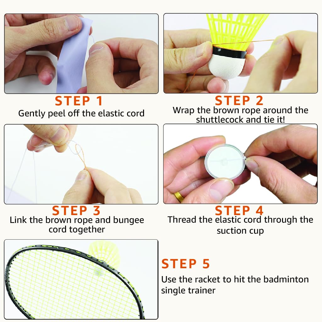 Proberos Badminton Self Practice Trainer with 3 Balls and 40 Elastic Rope | Indoor Outdoor Training Tool