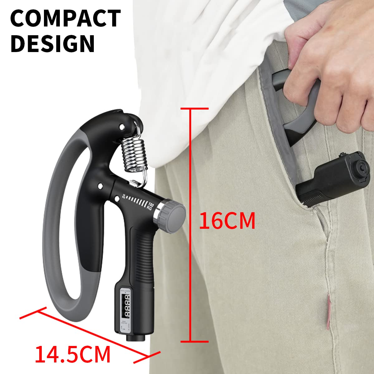 Proberos Hand Grip Strength Trainer with Counter Adjustable 10–100 kg Resistance for Athletes