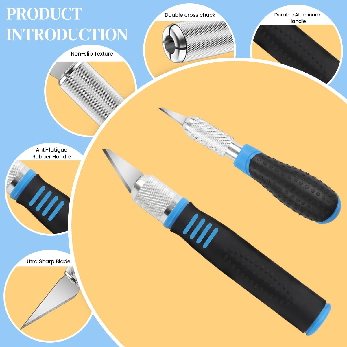 Serplex Craft Cutter Kit for DIY Projects with 16Pcs SK5 Steel Blades and Rubberized Grips