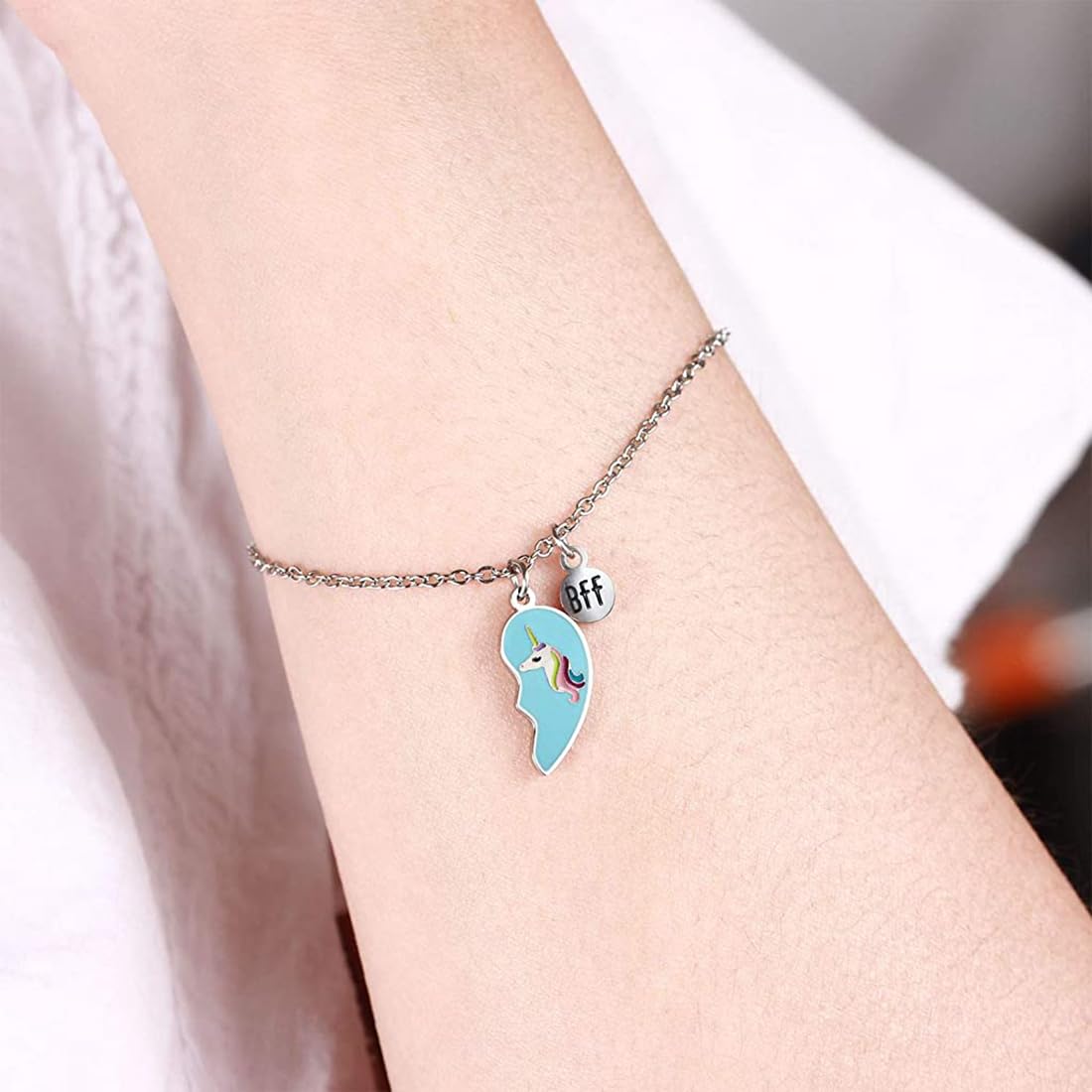 Zibuyu Bracelet Set for Women featuring Lucky Unicorn Heart Design | 4PCS BFF Jewelry Gift