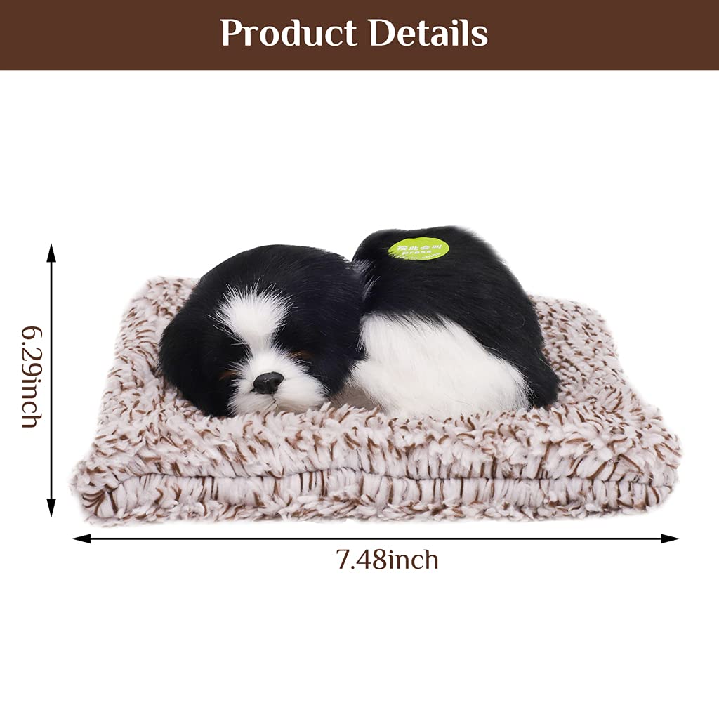 PATPAT Cute Simulation Sleeping Puppy Dog Toy for Car and Home with Sound and Bamboo Charcoal | Black Plush Decoration and Kids Gift