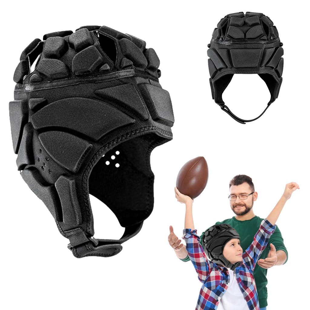 Proberos® Kids Rugby Helmet Cushioning Cap for Protection EVA Anti-impact Helmet Liner Cushion Cap Adjustable Chin Strap Design Full Head Protection Cushion Cap for Rugby, Soccer, Cycling