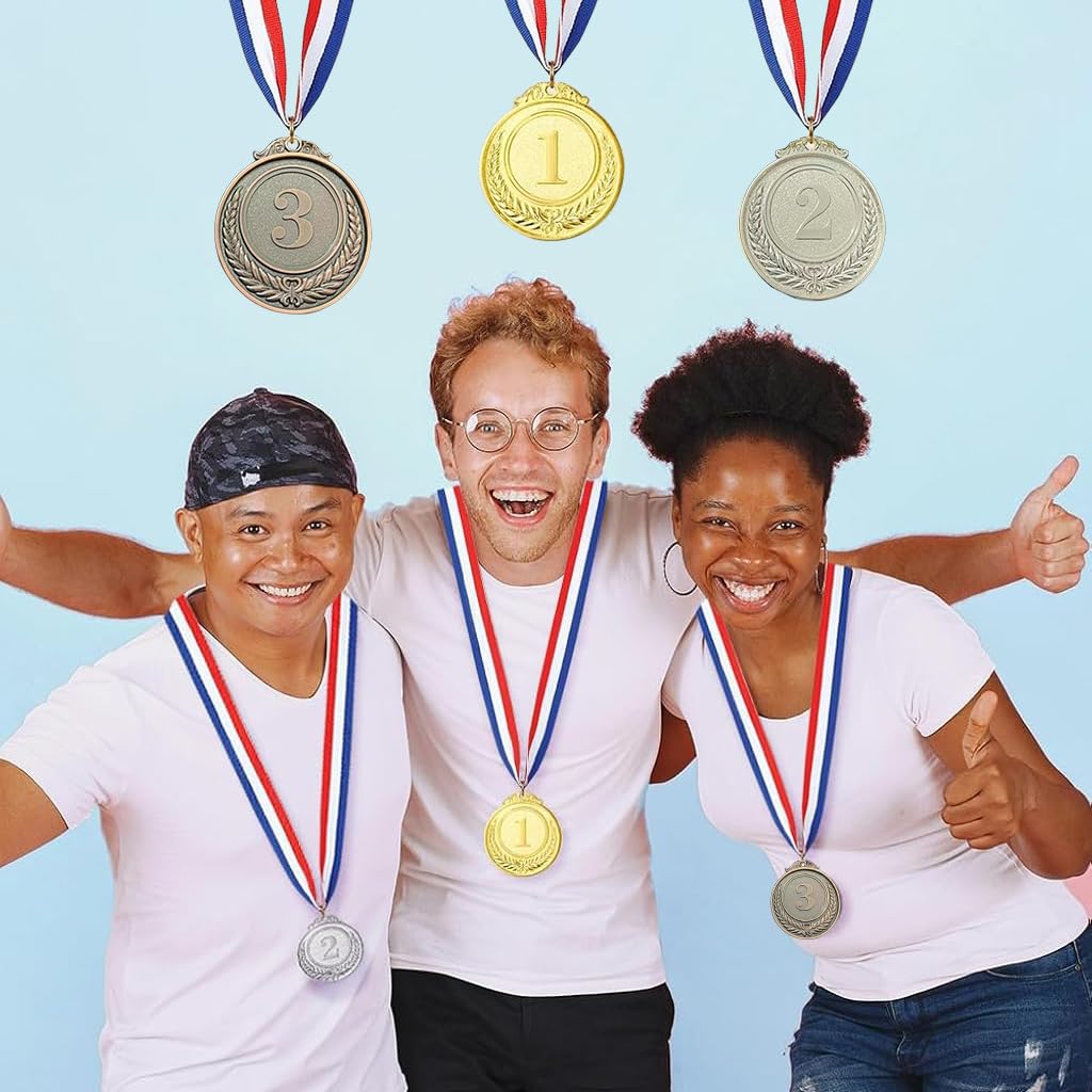 Proberos Award Medals Set for Sports Events and School Competitions | 3pcs 52mm Zinc Alloy with Ribbons