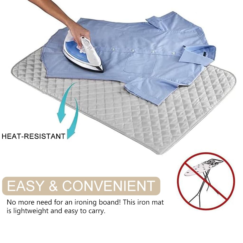 HASTHIP® Ironing Mat 18.8x33.5 Inches Cotton Ironing Pad Mat 180 Degree Heat-Resistant Ironing Mat Non-slip Cotton Ironing Cushioning Pad Foldable Ironing Mat Pad