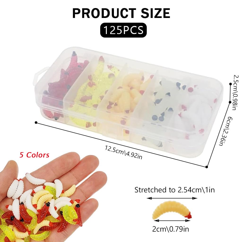 Proberos Fishing Lures Kit with 250 pcs 1 in PVC Worm Baits in 5 Colors | Realistic Design
