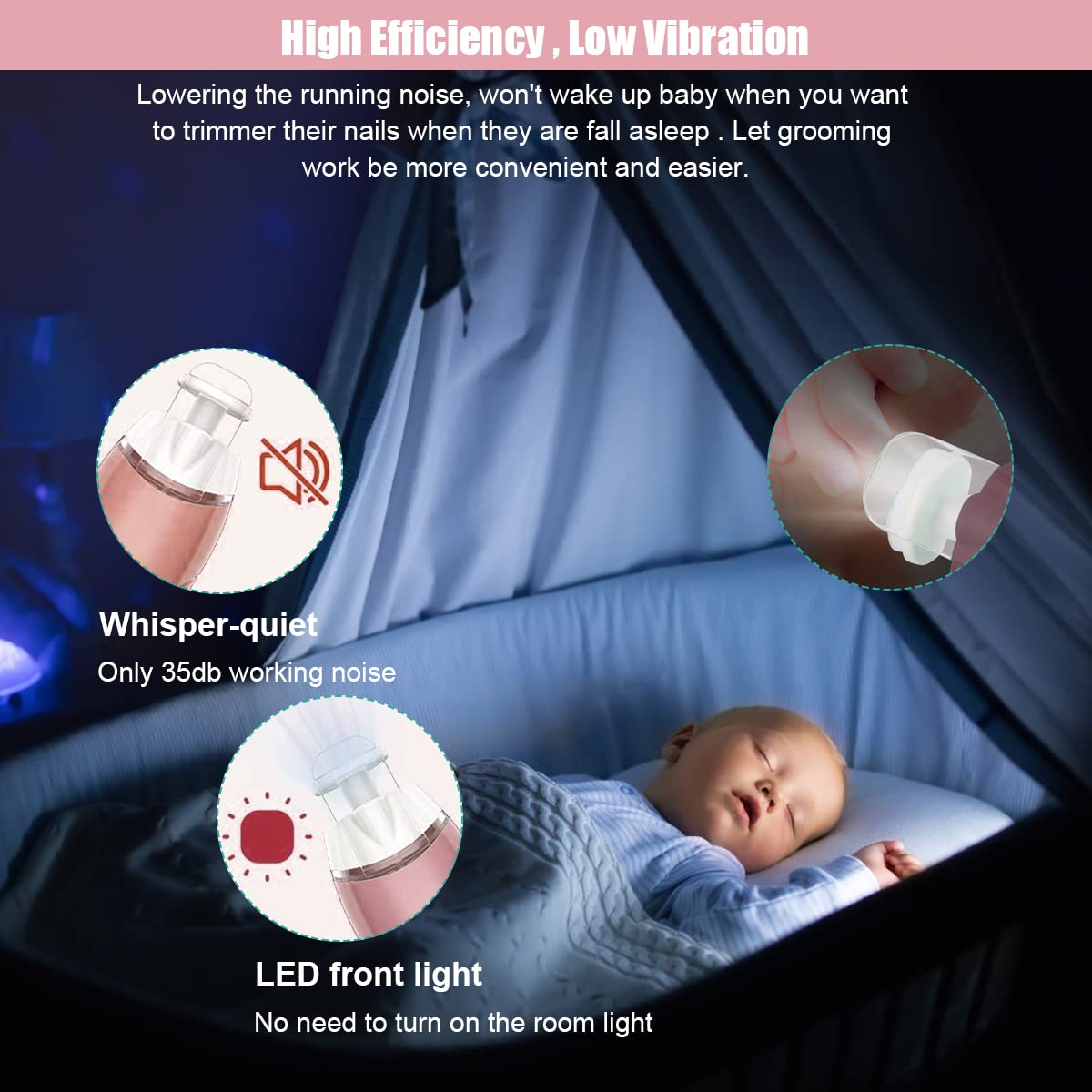 SNOWIE SOFT Baby Nail Trimmer with 7 Grinding Heads for Newborns and Adults | LED Light Clippers