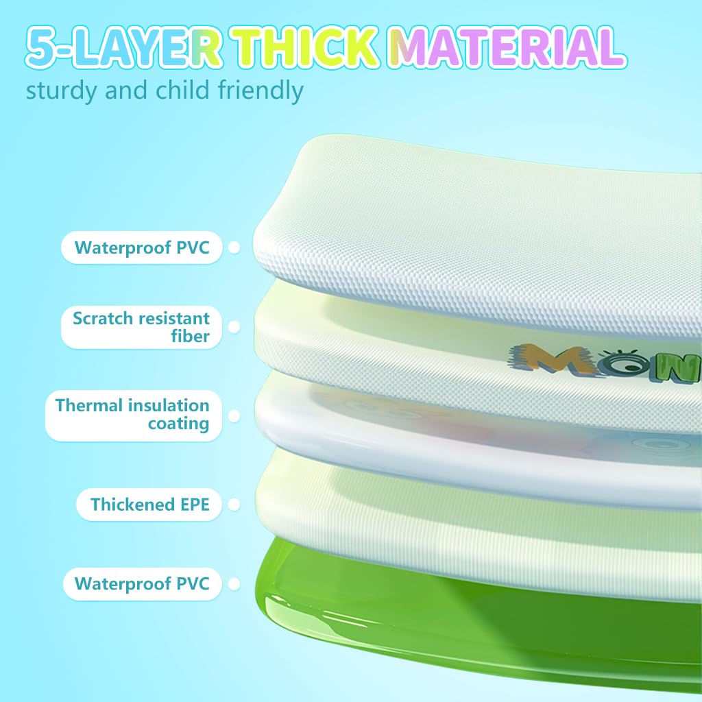 HASTHIP Folding Bath Tub for Toddlers with 10 Panel Design and Drainage Pipe | Beige Silicone 21x15 in