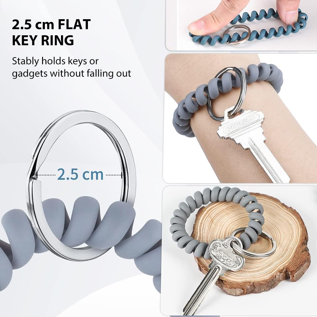 PALAY® 6pcs Stretchable Wristband Keychain, Spiral Coil Wristlet Keychain, Flexible Wrist Key Chains, Anti-Lost Key Holder Key Ring Bracelet for Sauna, Gym, Pool, ID Badge, Outdoor Sports