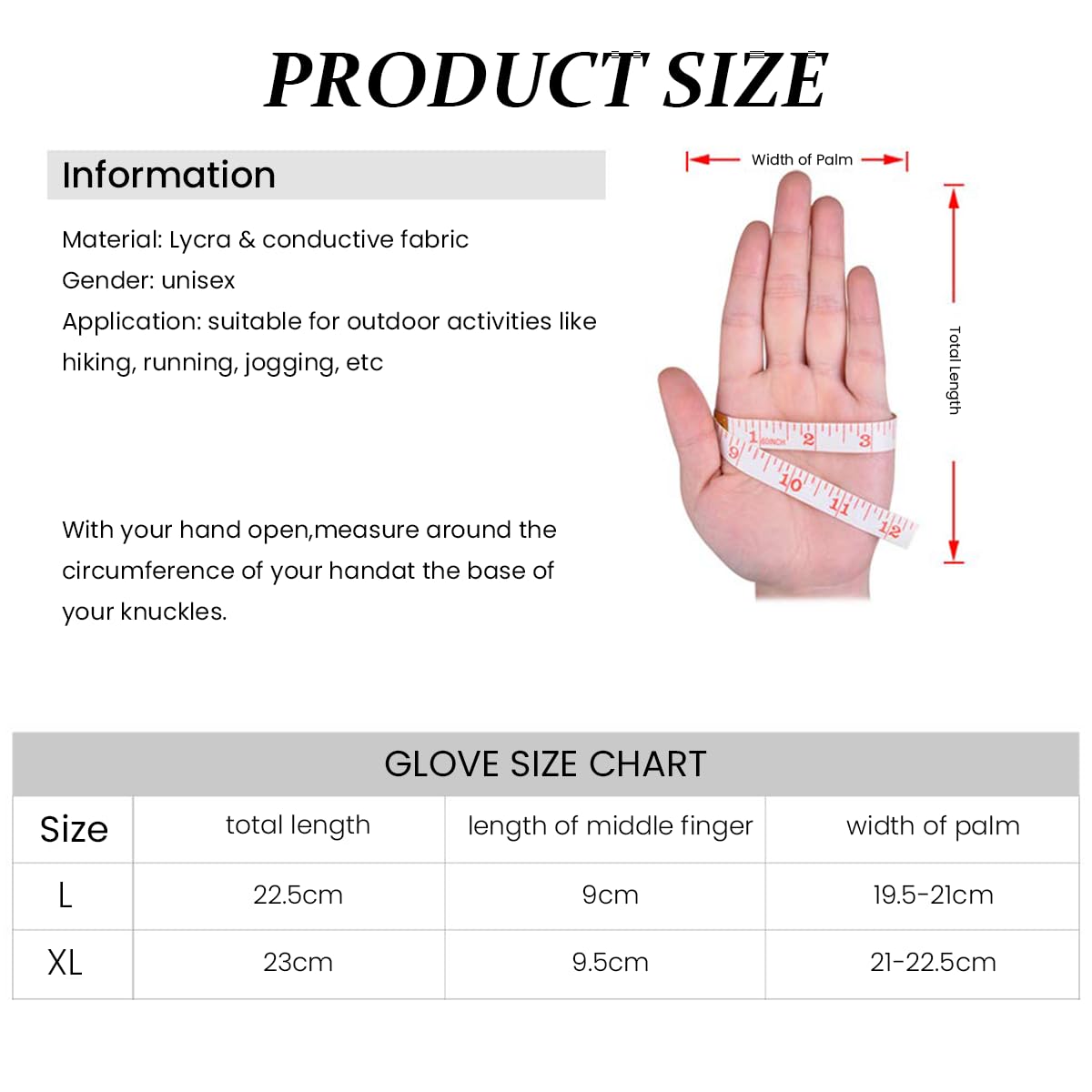 Proberos Silicone Winter Gloves for Outdoor Sports with Touchscreen Fingertips and Anti Slip Palm | 23cm Fit for Men Women