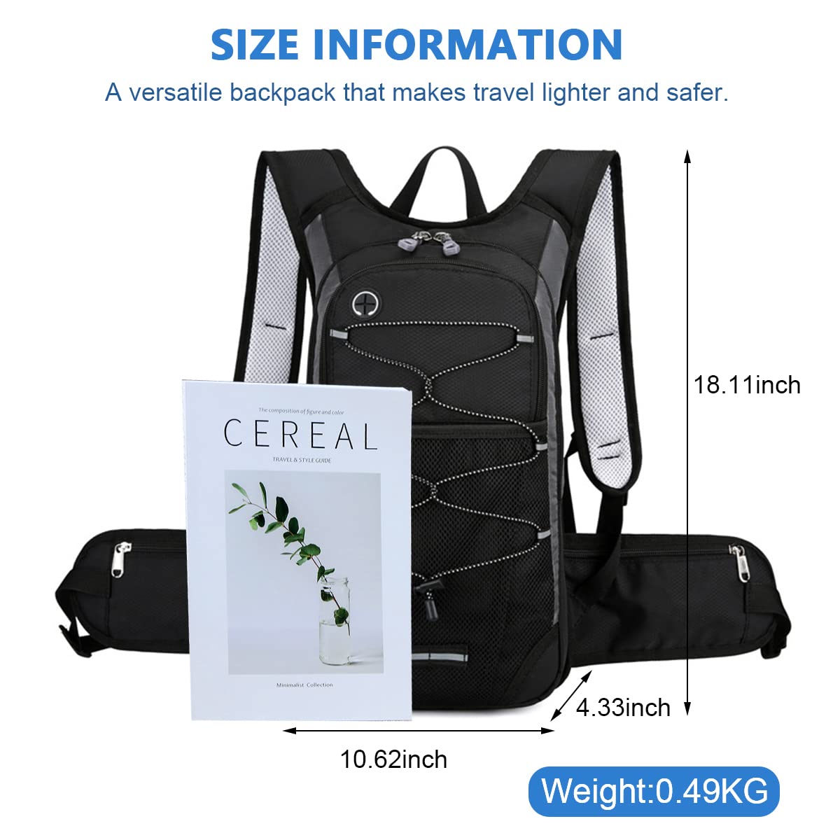 GUSTAVE Hydration Backpack for Hiking and Cycling with 2L BPA Free Bladder | Lightweight Waterproof Design