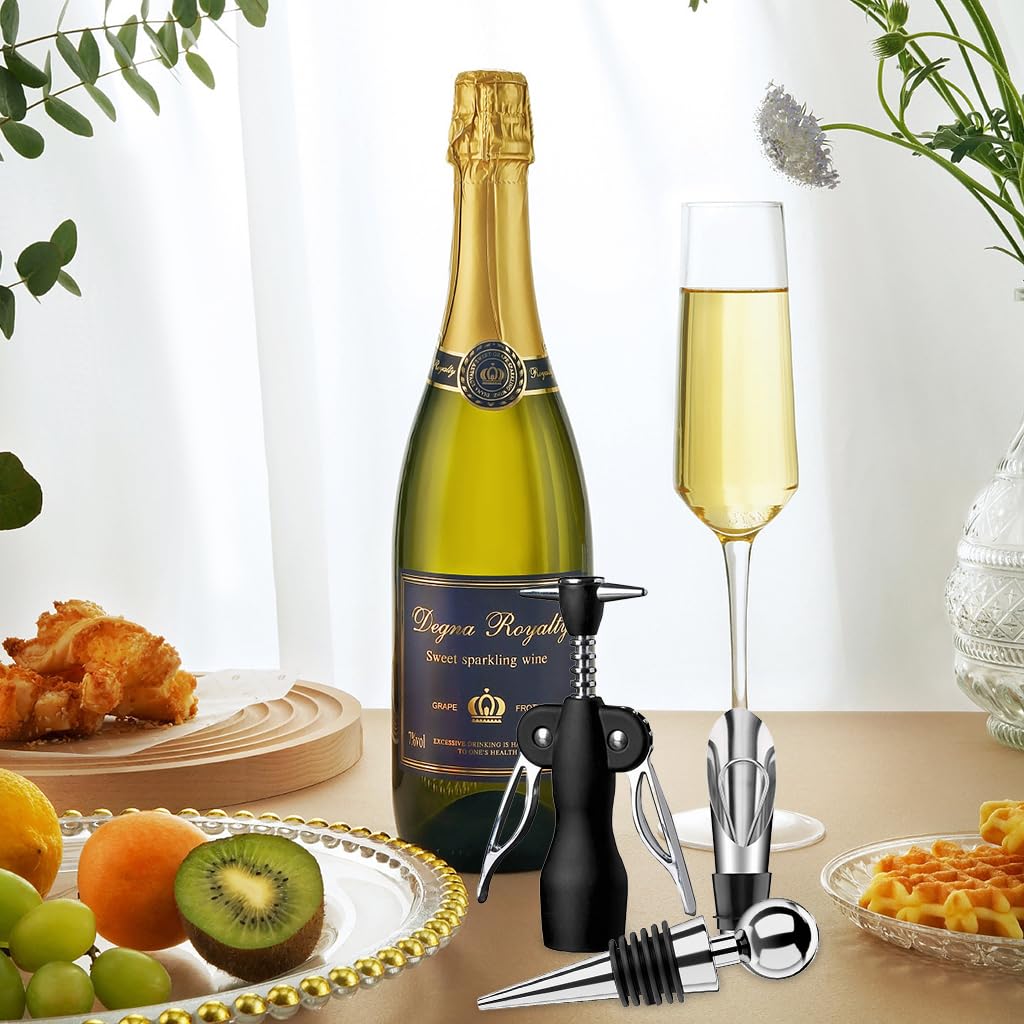 ZIBUYU Wine Accessories Set for Opening and Serving | 3Pcs Zinc Alloy Winged Corkscrew