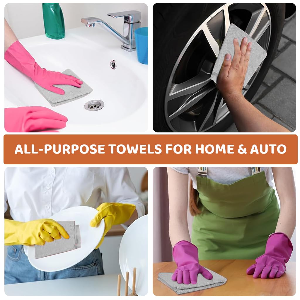 HASTHIP Microfiber Cleaning Cloth Roll 100 pcs with Pre Cut Tear Away Sheets for Kitchen Use
