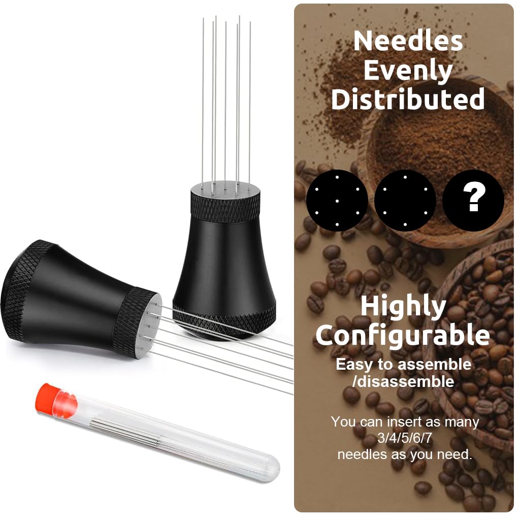 Supvox Espresso Coffee Stirrer for Uniform Grounds with 17pcs 0.35mm Needles & Ergonomic Handle