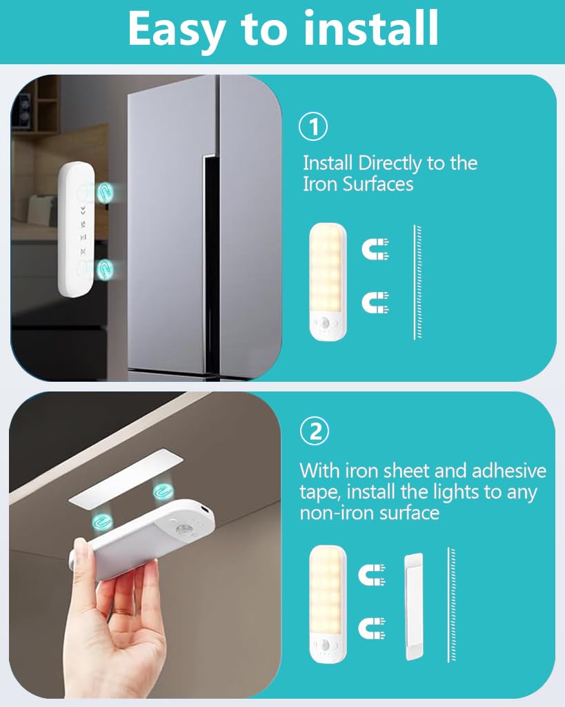 ELEPHANTBOAT Motion Sensor Lights Indoor for Bedroom with 36 LEDs and 600mAh USB Rechargeable Battery