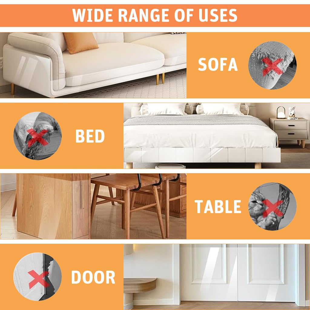 Qpets Cat Scratcher Tape for Furniture Protection with 0.12mm Thickness 45x300cm | Transparent Residue-Free Couch Shield