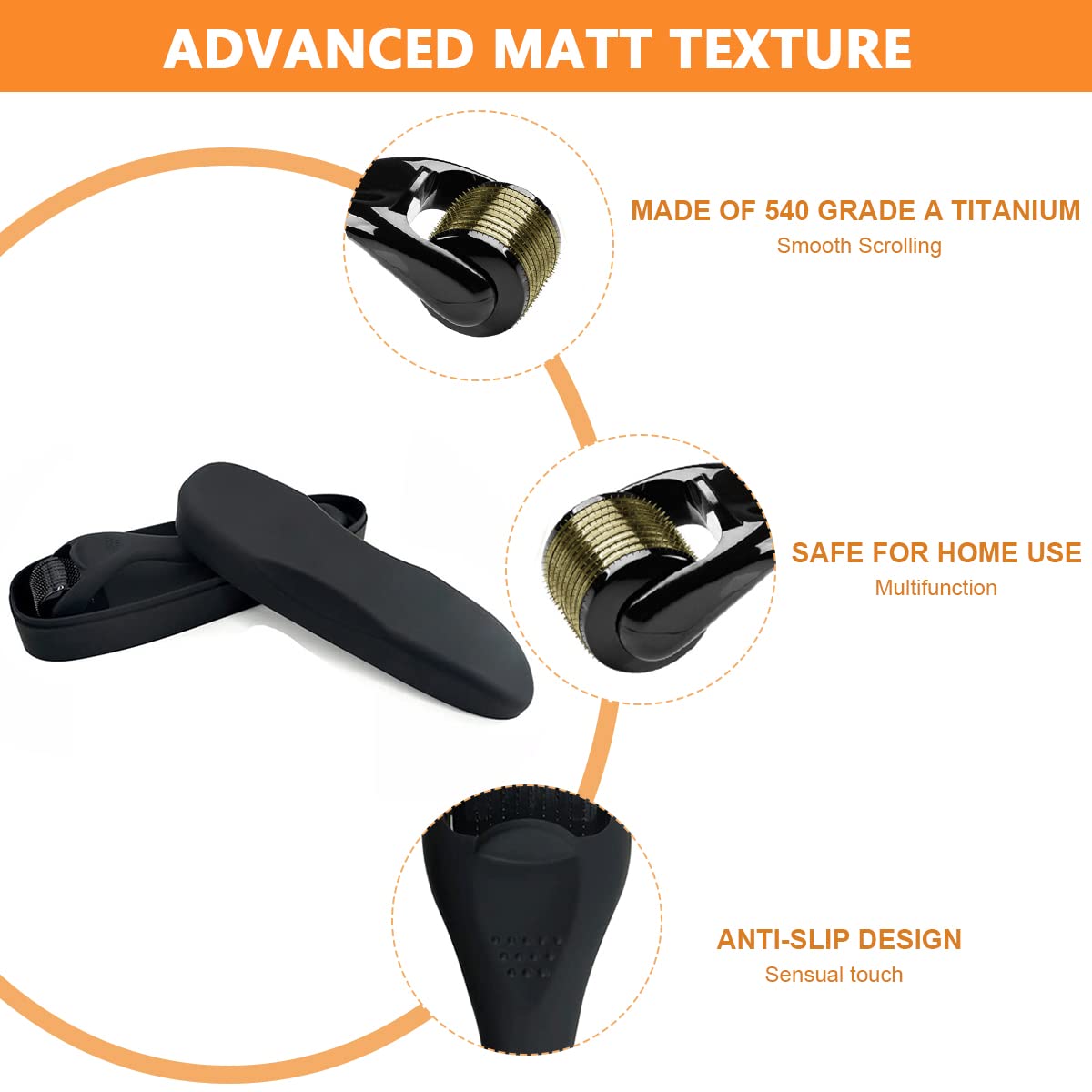 FANCYKU Beard Roller for Facial Hair Growth with 0.5mm 540 Titanium Needles & Ergonomic Handle