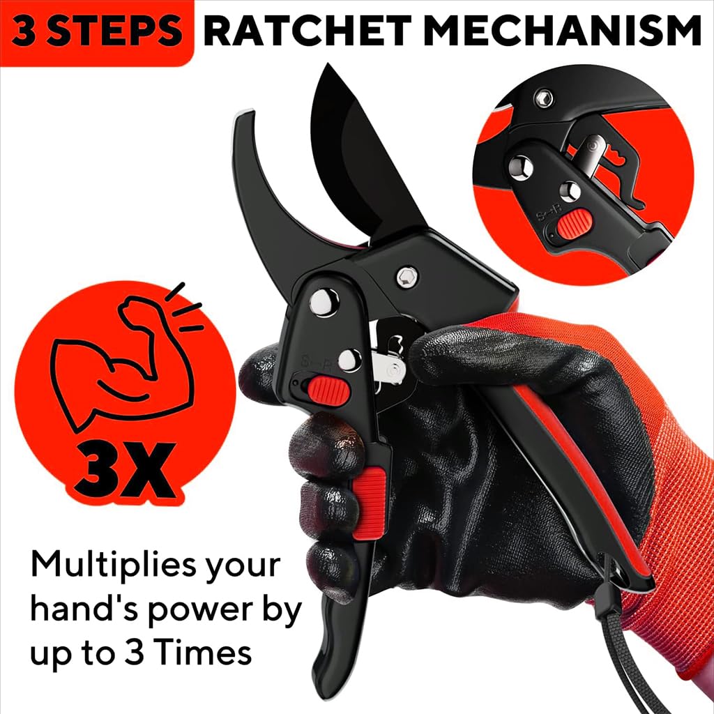 HASTHIP Garden Pruning Cutter for Potted Plants with 7.8 in Bypass Blade and Safety Lock | Ergonomic Handle