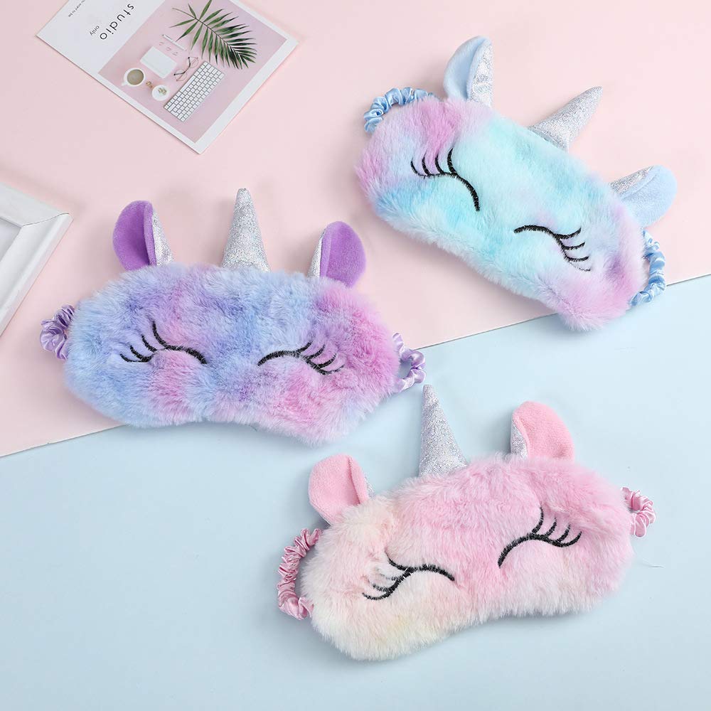 PATPAT Cute 3D Unicorn Sleep Mask Plush Sleeping Eye Cover for Women Girls Home Sleeping Traveling