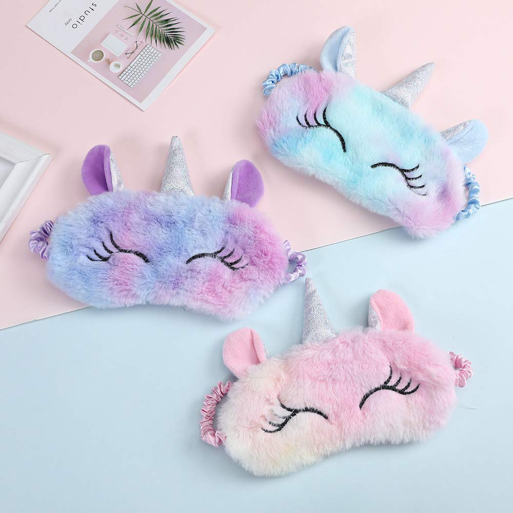 PATPAT Cute 3D Unicorn Sleeping Eye Mask for Girls and Women with Plush Fabric | Blocks Light for Relaxing Sleep