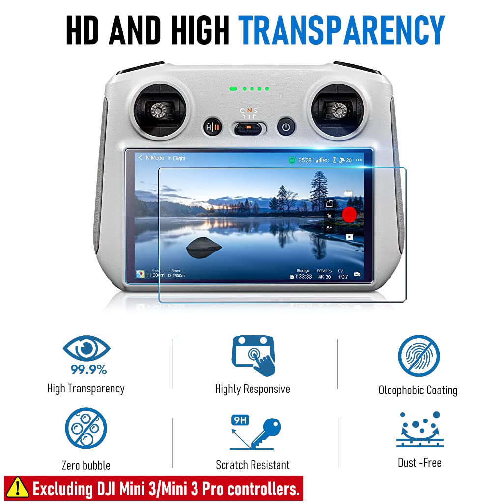 ZORBES Tempered Glass Screen Protector for DJI RC Controller with 2pcs Matte Anti Glare Film