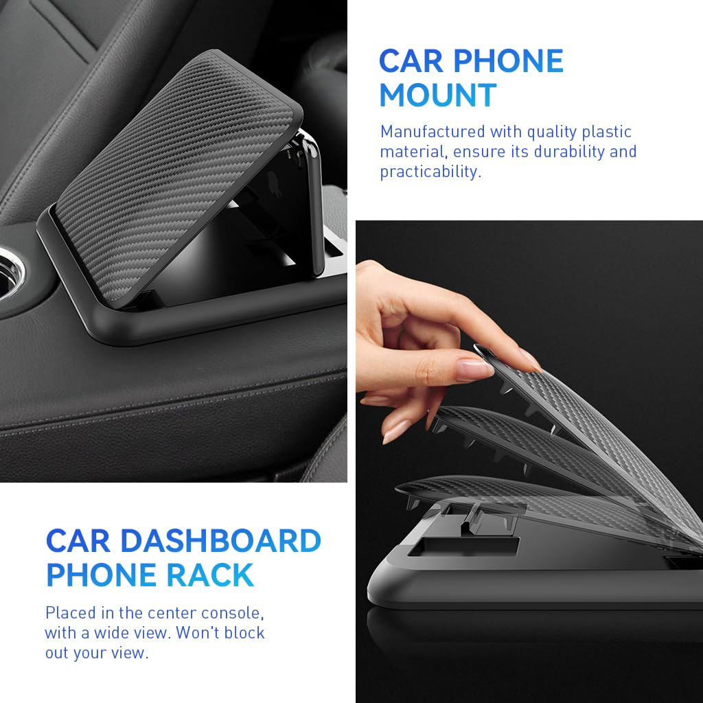STHIRA Mobile Holder for Car with Folding Design and Secure Suction Cup | Carbon Fiber Pattern Dashboard Mount