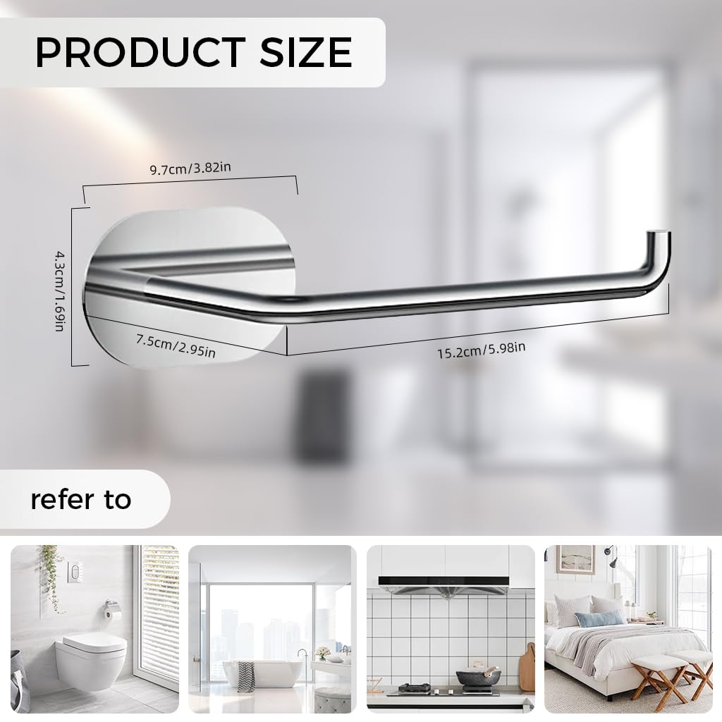 ZIBUYU Tissue Paper Holder for Bathroom and Kitchen featuring 5.98 in Self Adhesive Stainless Steel Design