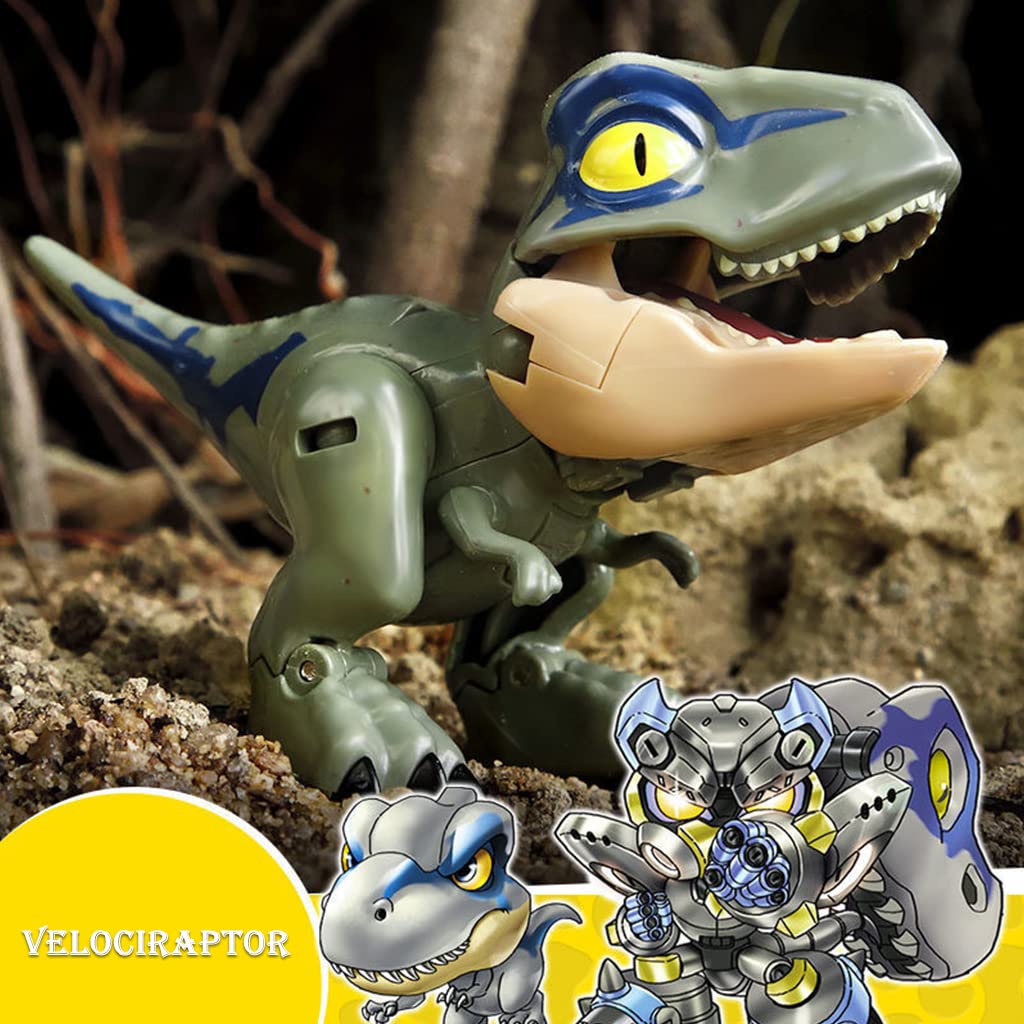 PATPAT Dinosaur Toys for Kids Transform Dinosaur Robot Toy Transforming Mini Dinosaur Figures Toy, 2 in 1 Cartoon Velociraptor Transform Toy Birthday Xmas Gift for Kids Boys Girls 3 4 5 6 7 8 Years