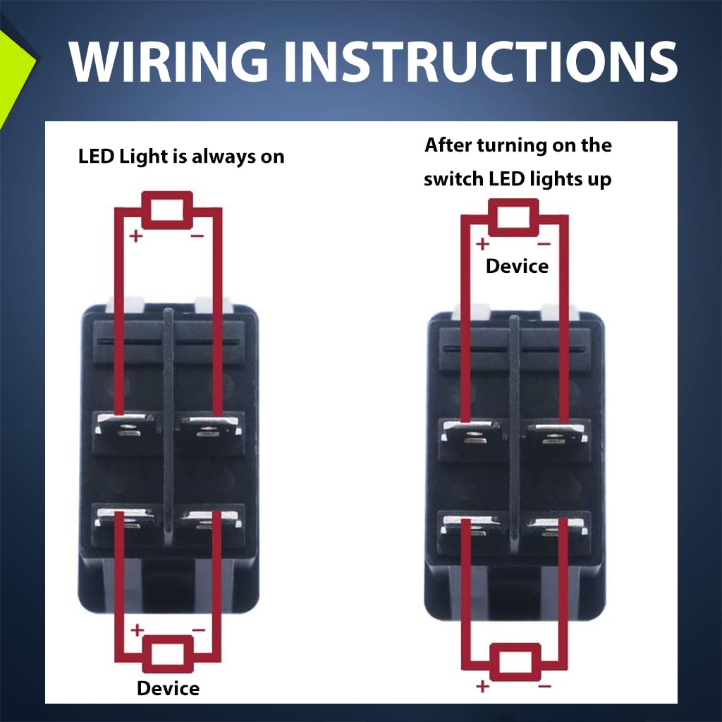 ZIBUYU Fog Light Switch for Car Lamp Modification 12V 35A with Blue LED Rocker | Universal Auto 4 Pin ON Off