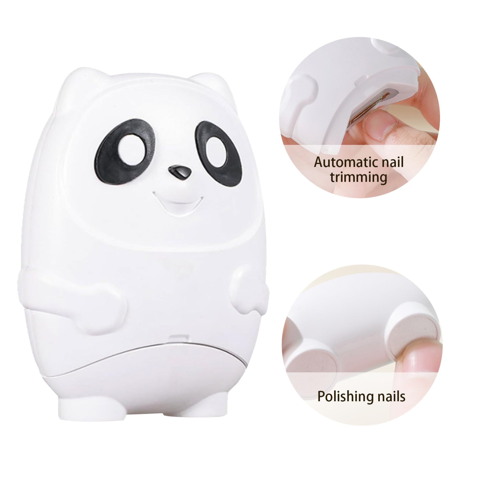ZIBUYU Automatic Nail Cutter for Kids and Adults with Dual Filer Featuring 500mAh USB Rechargeable Panda Design | Quiet Ergonomic Trimmer