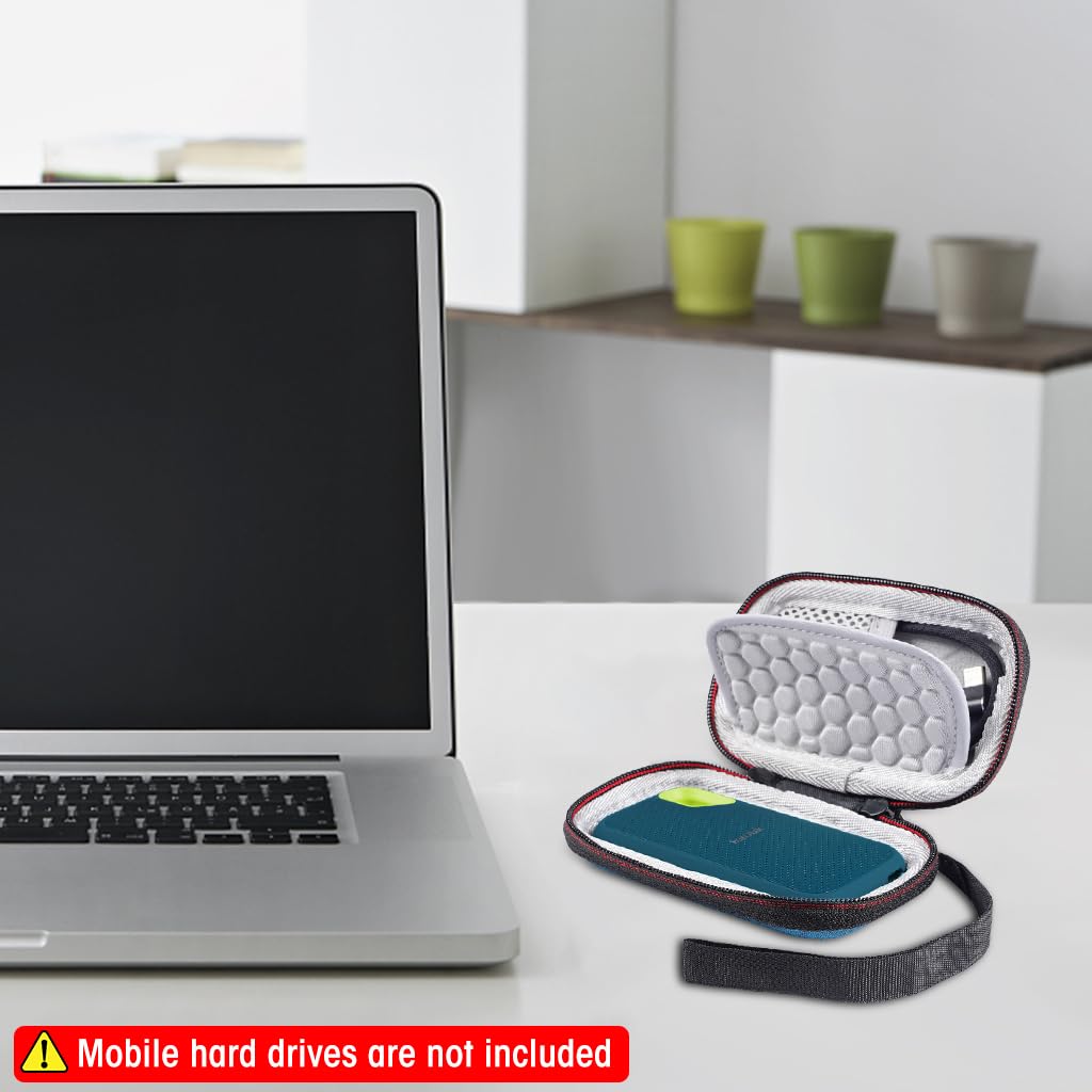 ZORBES SSD Case for SanDisk E60 and E61 Series with 12.2×8×3.5 mm EVA Hard Shell | Plush Lining and Mesh Pocket