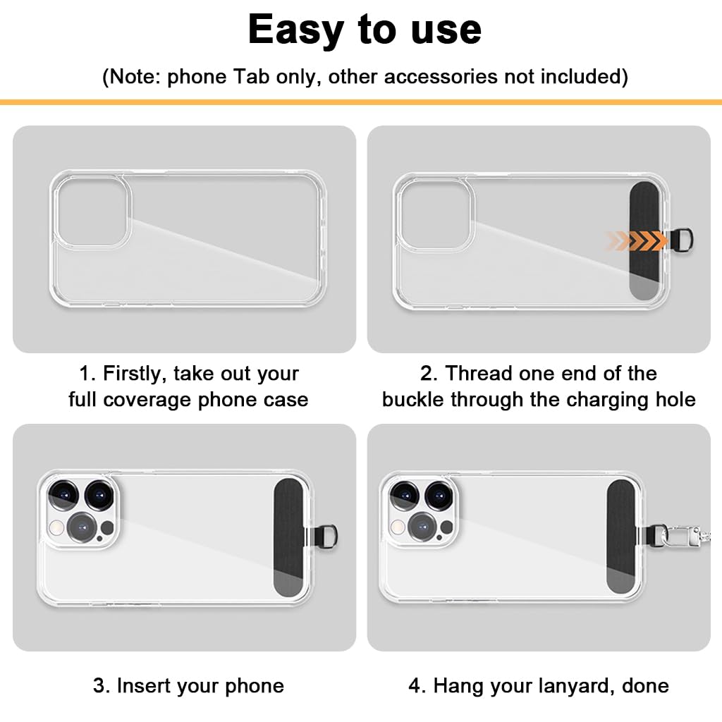 ZORBES Phone Tether Tab 4 Pack with Metal Buckle for Secure Use featuring 2.36 in Oxford Cloth | Ultra Thin and Wireless Charging Compatible Design
