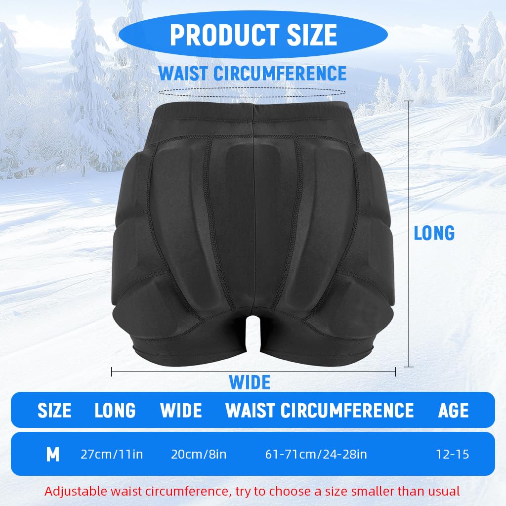 PROBEROS Kids Sports Shorts for Skiing and Cycling with 3D EVA Padding | 24-28 in Waist