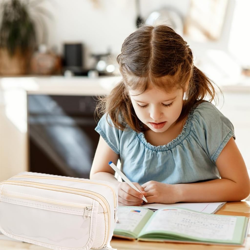 Zibuyu Pencil Pouch for School and Office Supplies with Multi Layer Mesh Pockets Organizer