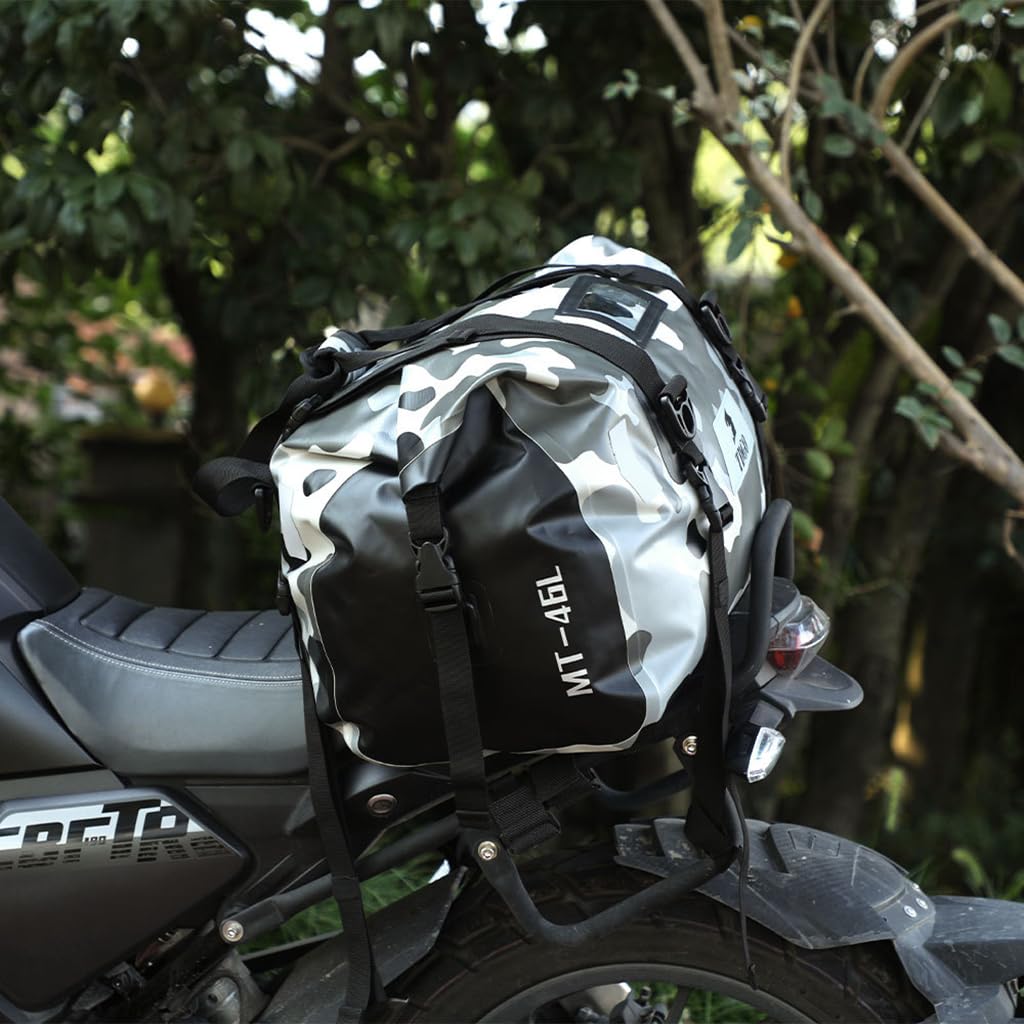 STHIRA Motorcycle Tail Bag for Road Trips featuring Quick Release Buckle and 46L 500D PVC
