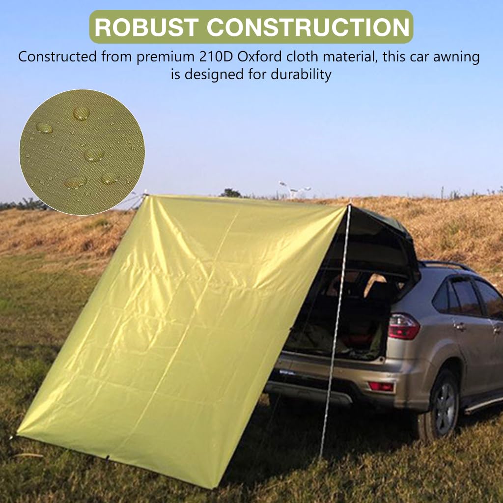 Proberos Car Side Awning for Camping with 118x78 in Coverage and 210D Oxford Cloth | Military Green UPF 50+ Sun Shelter