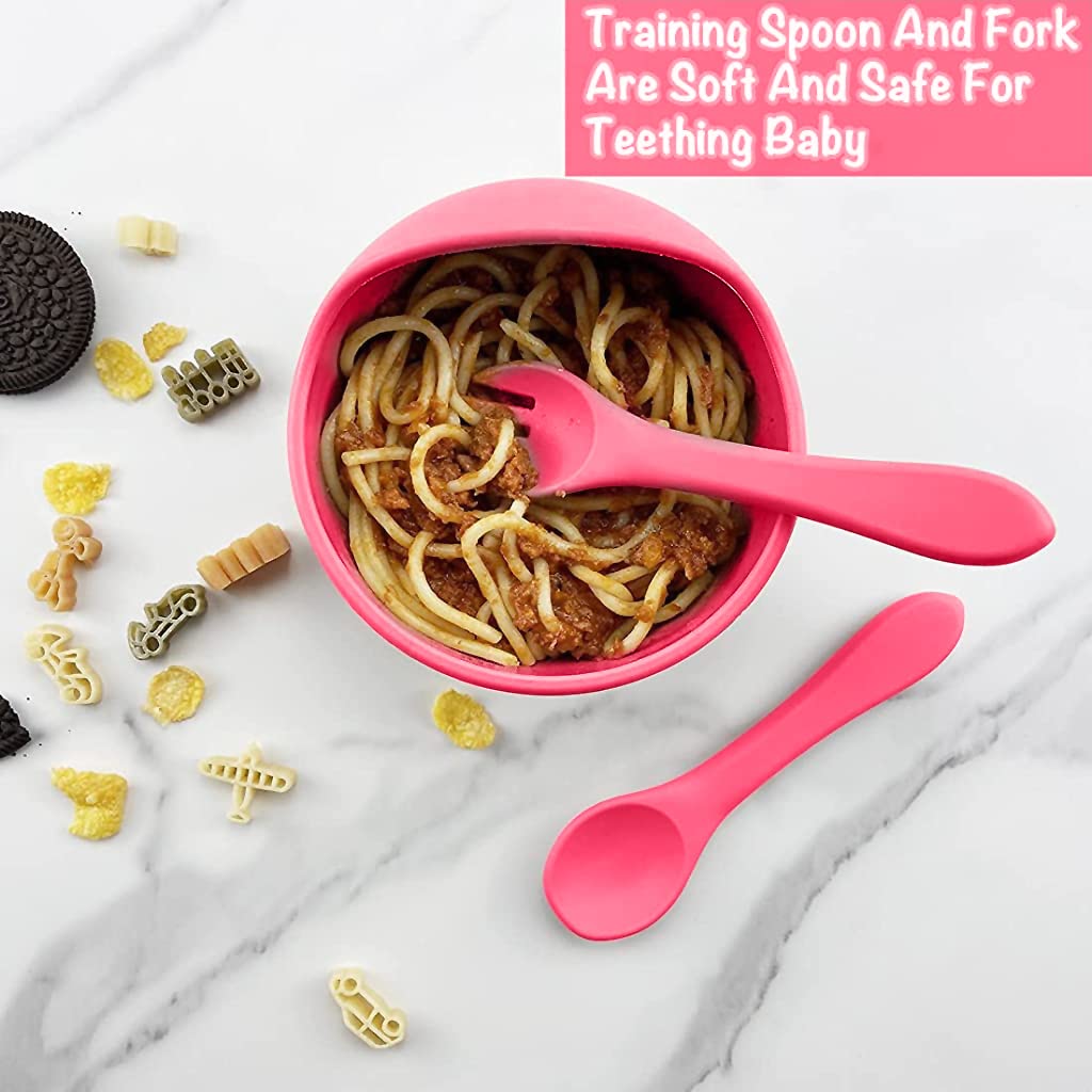 SNOWIE SOFT Baby Suction Bowl Kit for Self Feeding with Lid and Spoon | Silicone BPA Free
