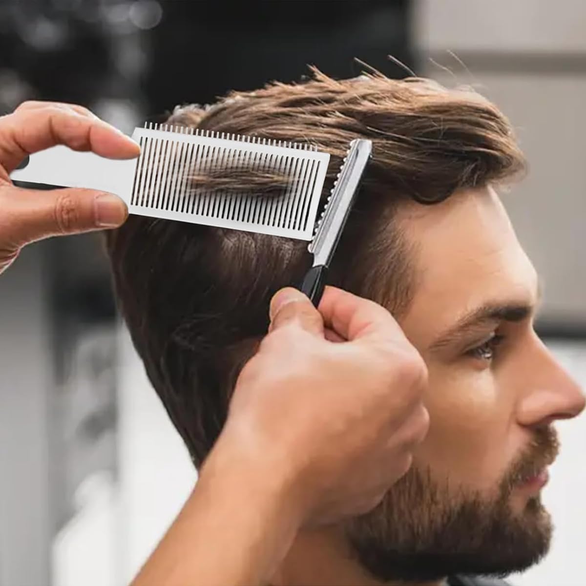 Venzina Barber Fade Comb for Men featuring Innovative Teeth Design and Anti Static Plastic | 2 Pcs Hair Cutting Tool for Home and Salon
