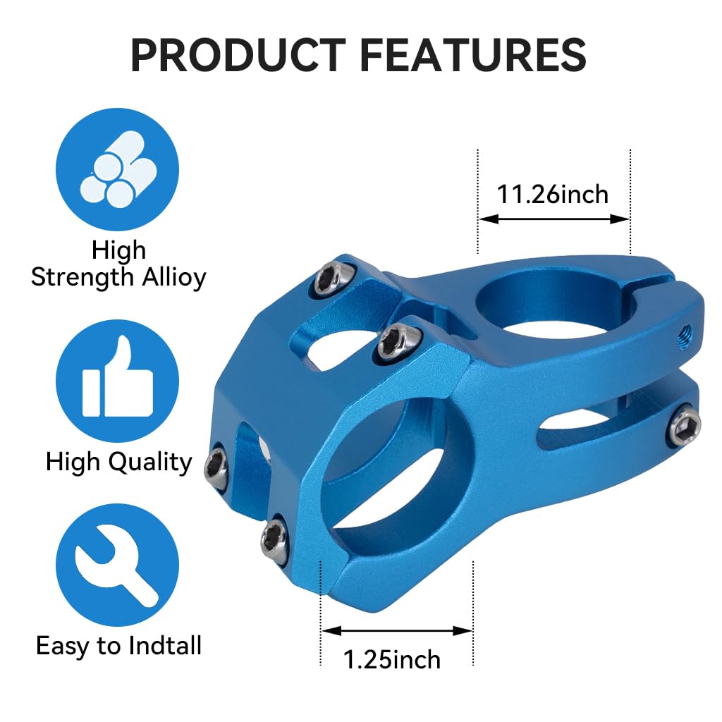 Proberos Handlebar Stem for MTB Modification with 31.8mm Clamp | Blue Aluminum Alloy 2PCS