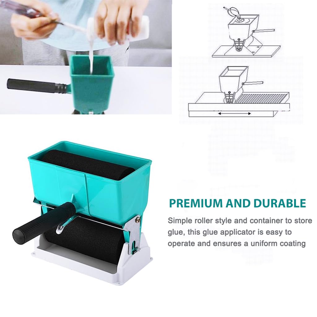 Serplex® 6 Inch Glue Applicator Roller 320ml Handheld Manual Glue Dispenser Set of 2, Portable Liquid Glue Roller Tool for Woodworking, Carpentry, Wallpaper, Fabric, DIY, Adjustable Handle