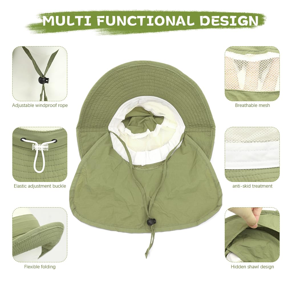 SNOWIE SOFT Wide Brim Sun Hat for Kids with Neck Flap and Adjustable Chin Strap | UPF 50+ Breathable Summer Protection