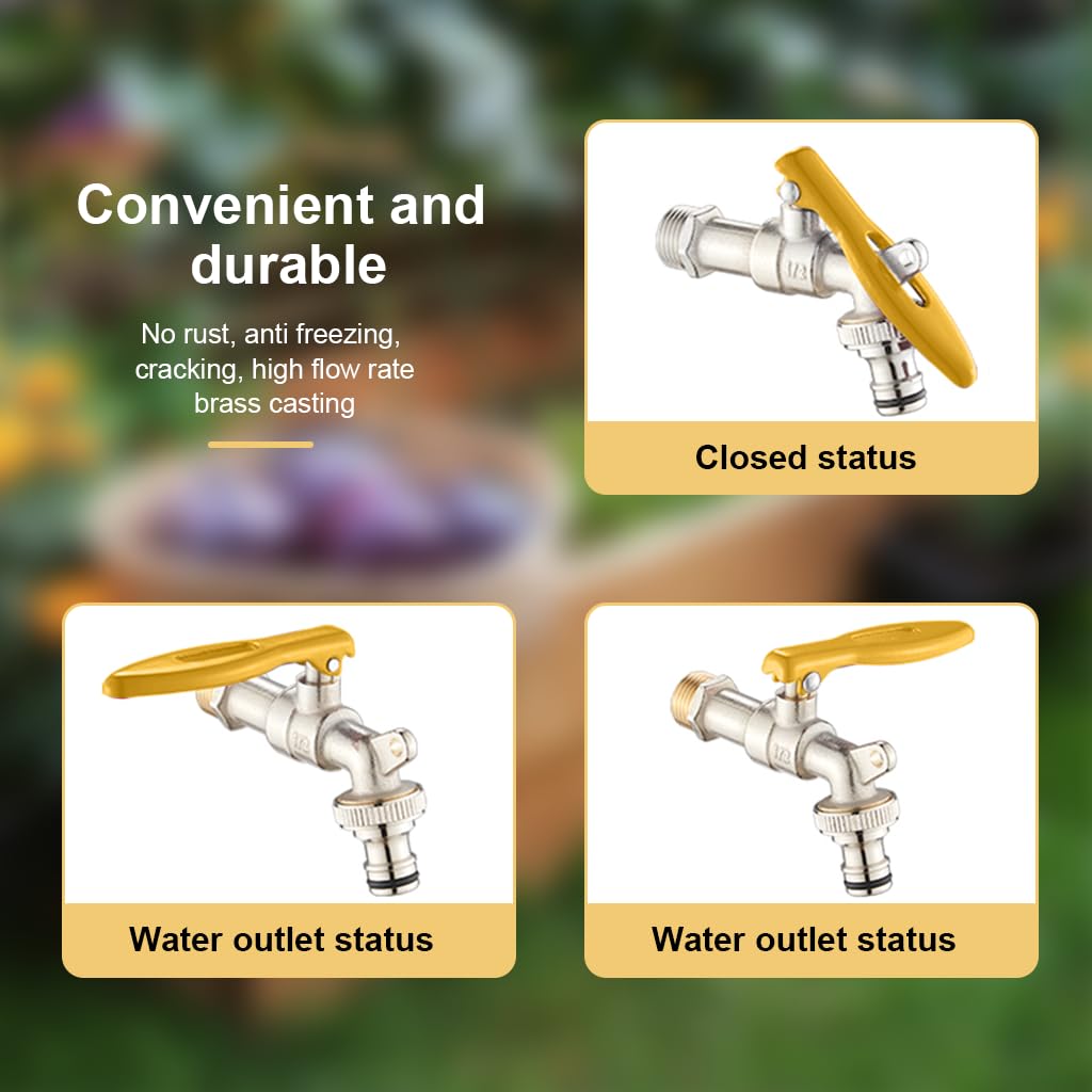 HASTHIP Garden Faucet for Outdoor Use with Lockable Handle and 1/2 inch Thread | Full Copper Construction