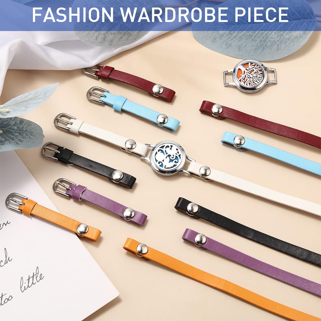 HANNEA Aromatherapy Essential Oil Diffuser Bracelet with Life Tree Locket | Adjustable PU Leather Gift for Women