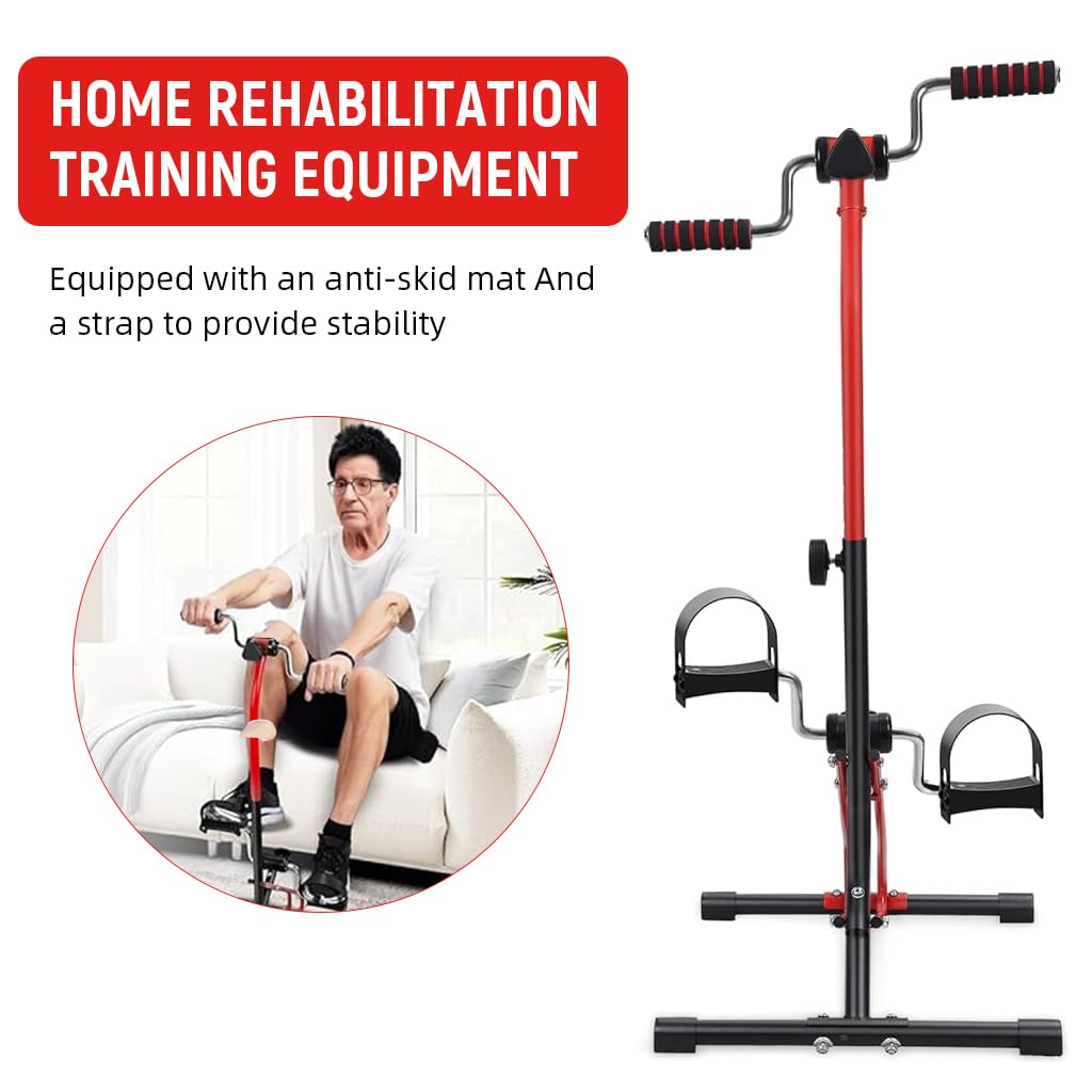 Proberos Pedal Exerciser for Legs and Arms with Dual Hand Rockers and Adjustable Resistance | Non Slip Compact Cycle for Home Fitness