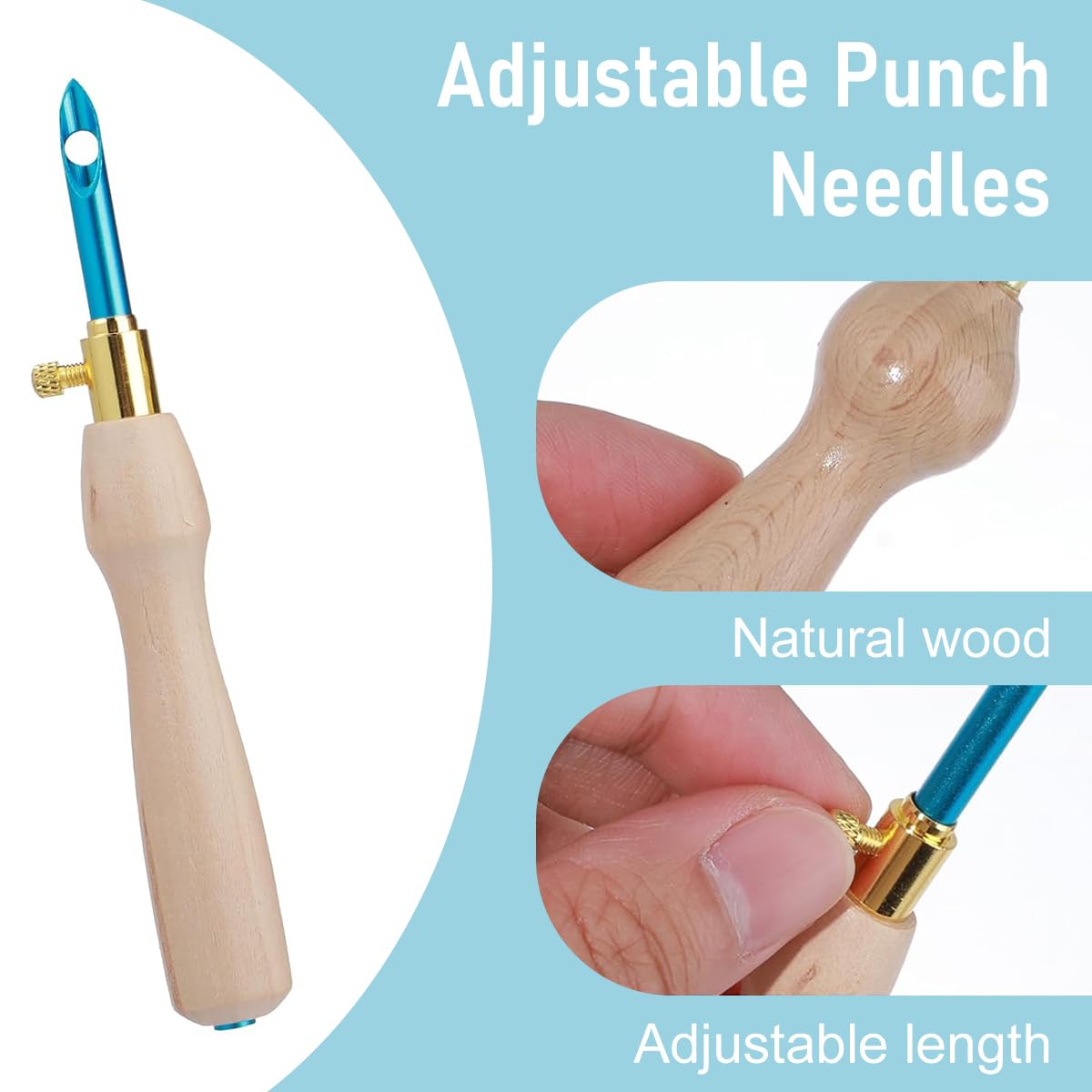 HASTHIP Embroidery Punch Needle Kit for DIY Crafting with Wooden Handle Tools | 35 Pcs Set