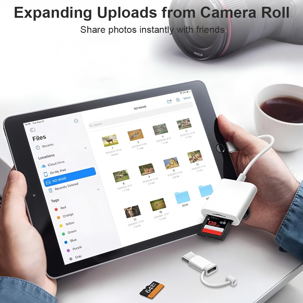 ZORBES SD Card Reader for iPhone and iPad with Dual Slot and USB C Connector | 20MB/S Transfer Speed
