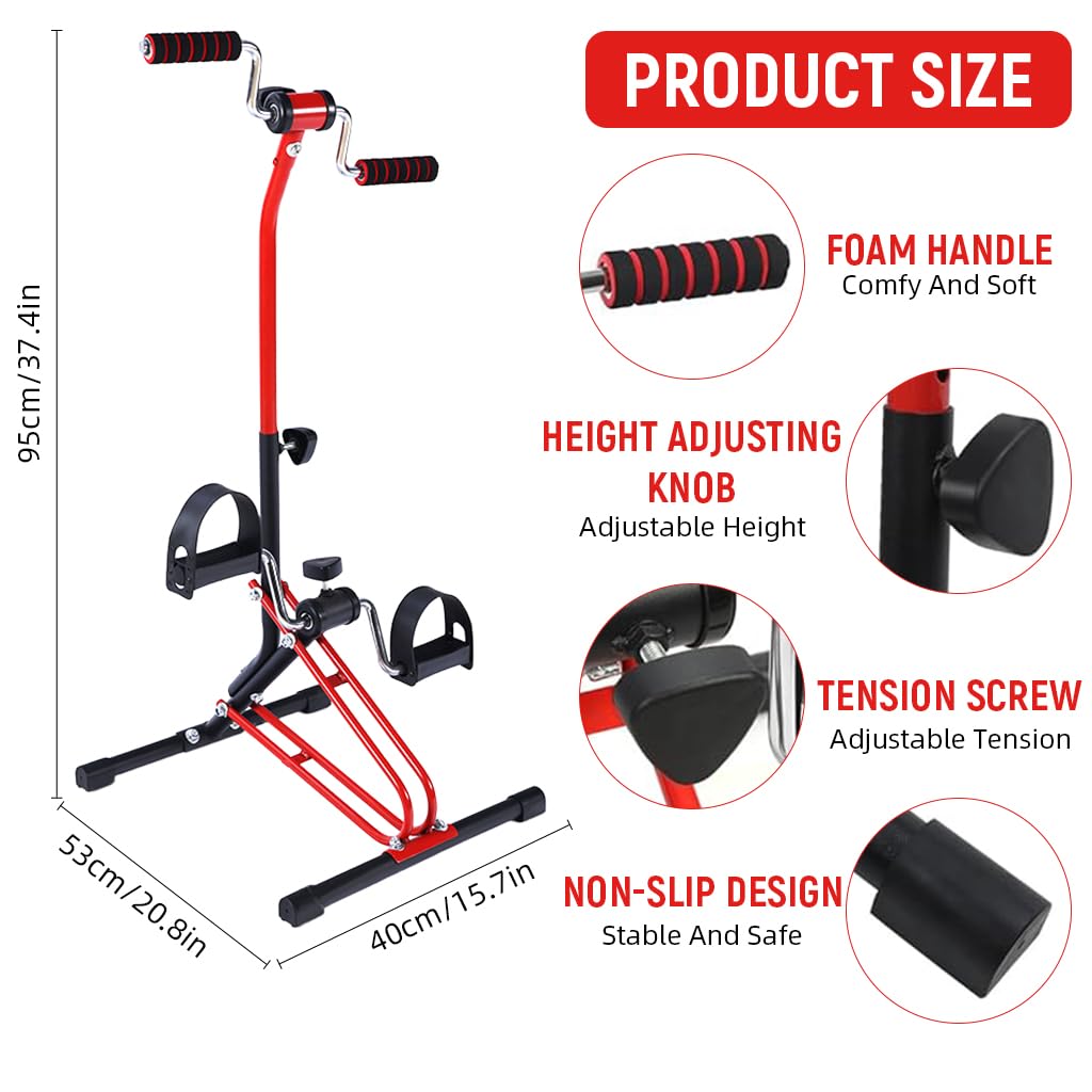 Proberos Pedal Exerciser for Legs and Arms with Dual Hand Rockers and Adjustable Resistance | Non Slip Compact Cycle for Home Fitness