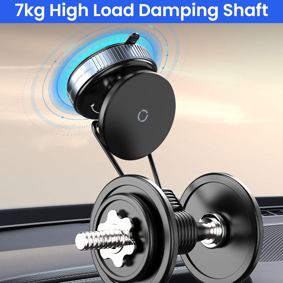 STHIRA Magnetic Phone Holder for Car with 360° Rotating Head and Strong Suction Cup | Compact Travel Mount