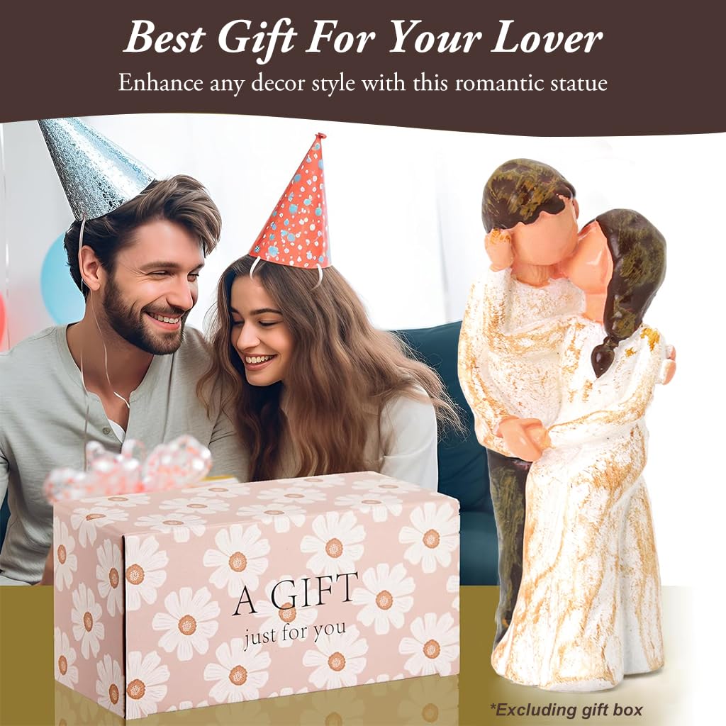 Proberos Mini Couple Kissing Statue for Desk Decor featuring 2.4 in Resin Art | Romantic Gift